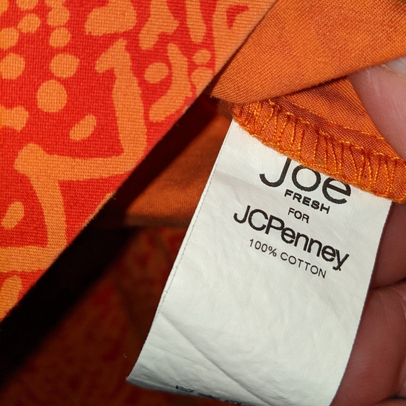 Joe Fresh Mini Skirt Orange Abstract Print Pockets - Picture 3 of 5